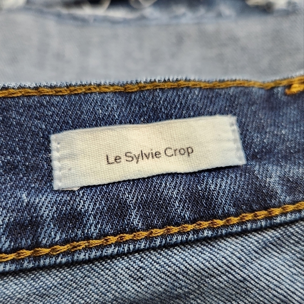FRAME Denim Women's Le Sylvie Crop High Rise Straight Leg Jeans Sz 26 Distressed - Picture 4 of 15